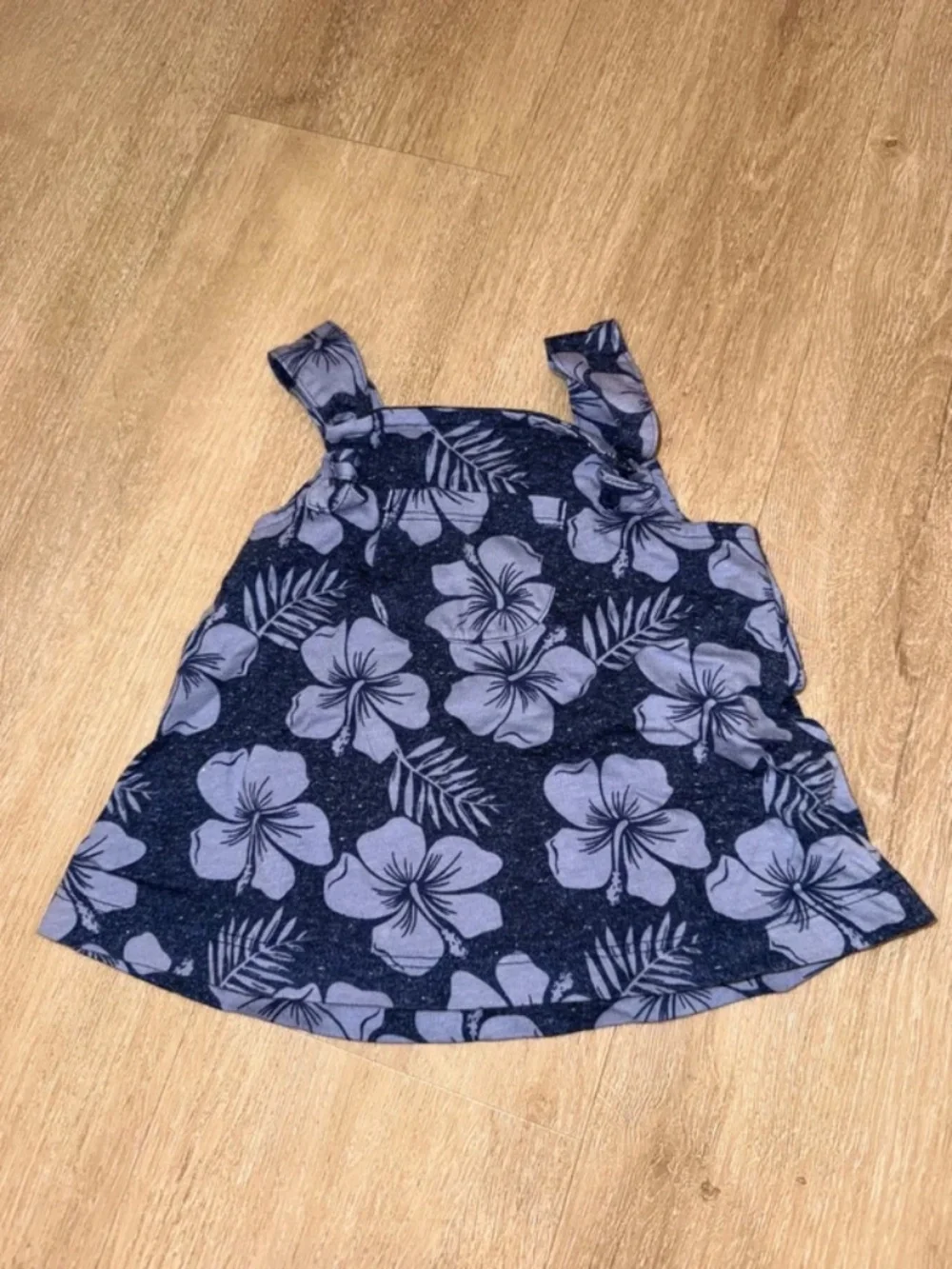 Blue & Purple Hibiscus Print Dress – Adorable & Tropical